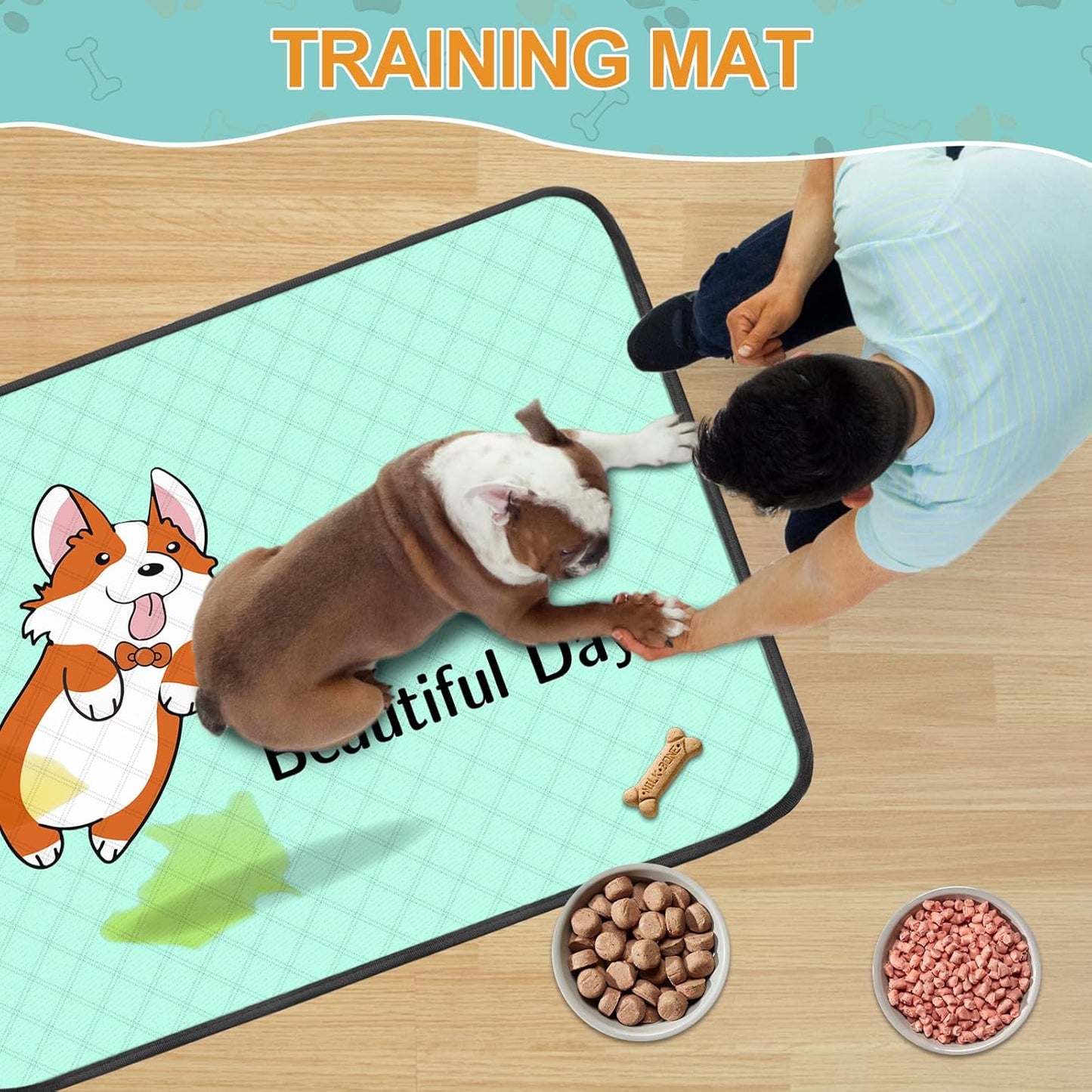 4-Pack Eco-Friendly Dog Pee Pads – Washable, Reusable & Durable Pet Training Mats with Non-Slip Base (Blue)